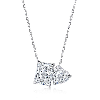 [Amore Jewelry]Dazzling Square & Heart Shape Necklace