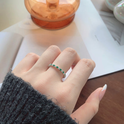 [Amore Jewelry]Exquisite Colorful Round Cut Tennis Ring