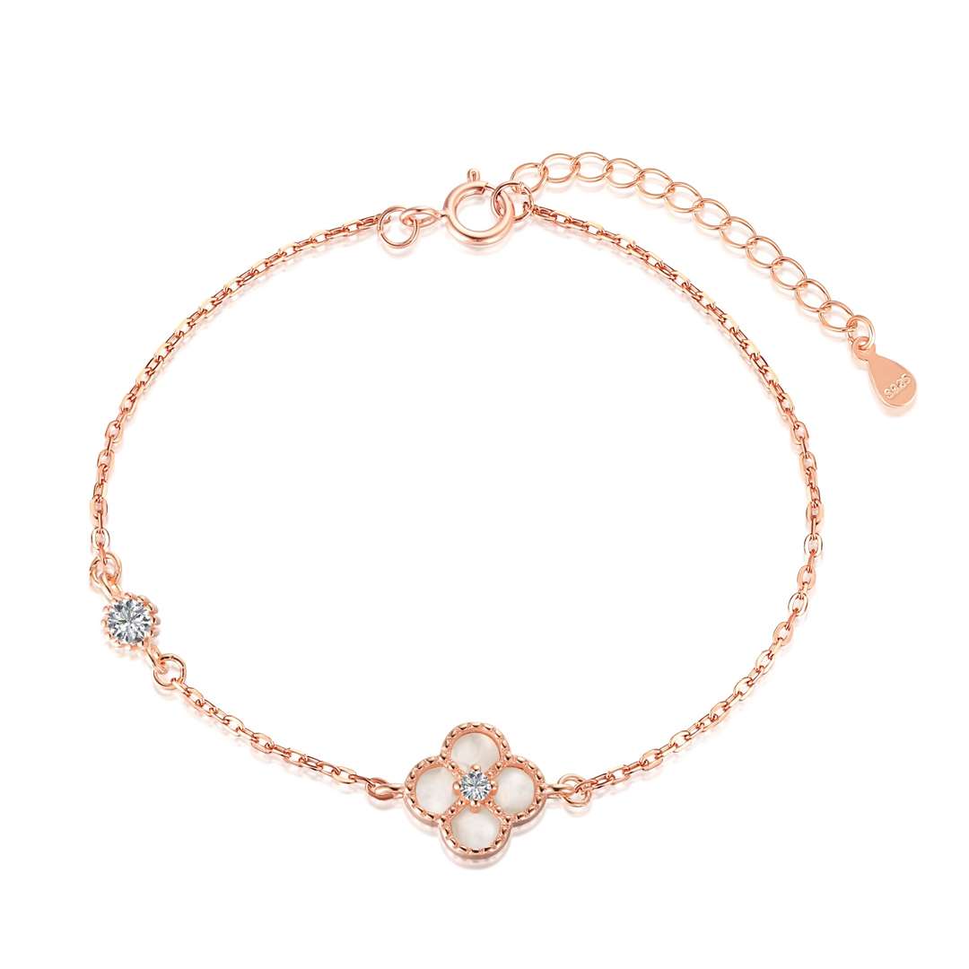 [Amore Jewelry]Delicate Four Leaf Clover Bracelet