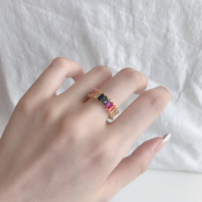 [Amore Jewelry]Unique Colorful Radiant Cut RIng