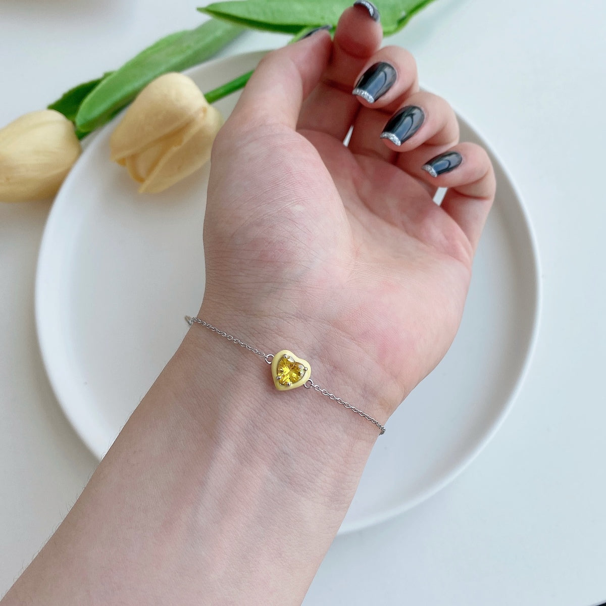 [Amore Jewelry]Sparkling Romantic Heart Shape Lover Bracelet