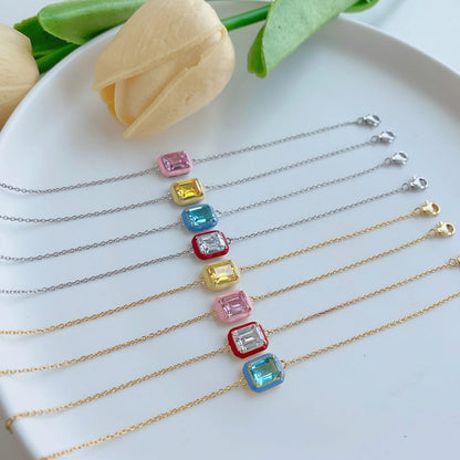 [Amore Jewelry]2.0 Carat Sparkling Colorful Emerald Cut Daily Bracelet