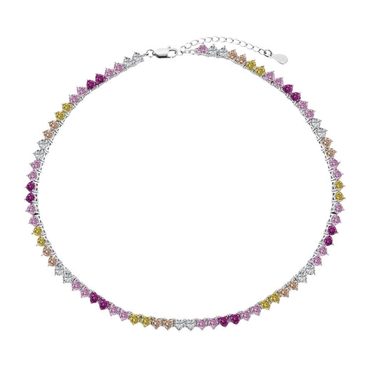 [Amore Jewelry]Sparkling Colorful Full Heart Tennis Necklace