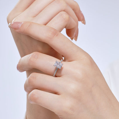 [Amore Jewelry]2.0 Carat Dazzling Sparkling Radiant Cut Party Ring