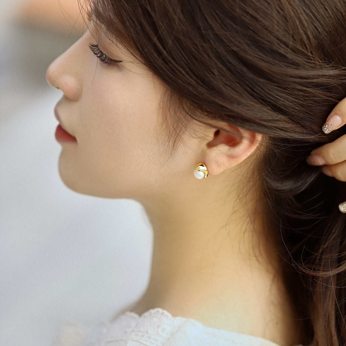[Amore Jewelry]Dainty Bread Pearl Earrings