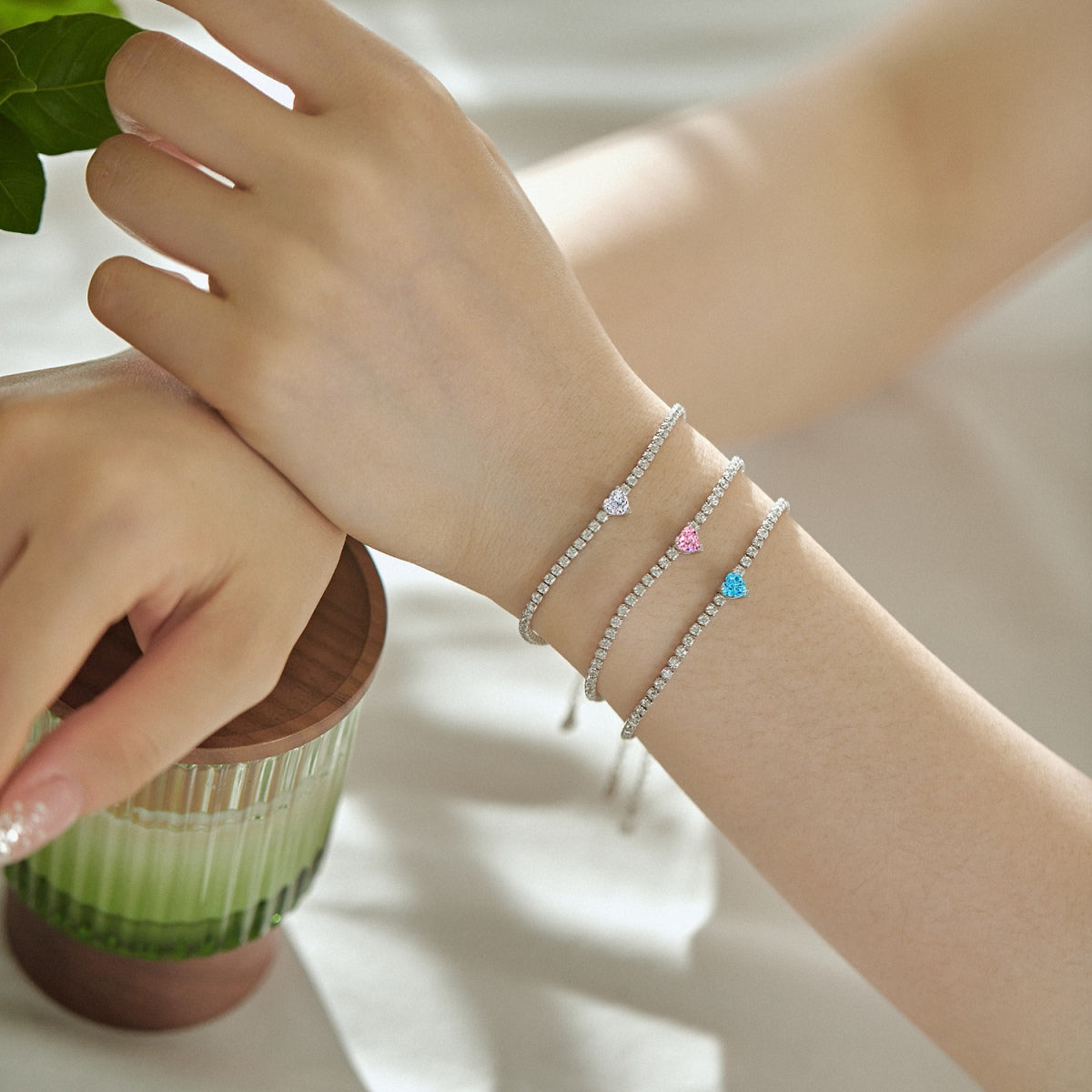 [Amore Jewelry]0.5 Carat Elegant Romantic Heart Shape Lover Bracelet