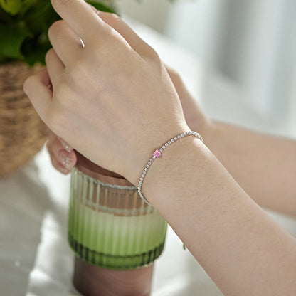 [Amore Jewelry]0.5 Carat Elegant Romantic Heart Shape Lover Bracelet