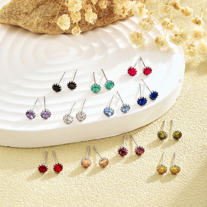 [Amore Jewelry]Sparkling Colorful Round Shape Earrings