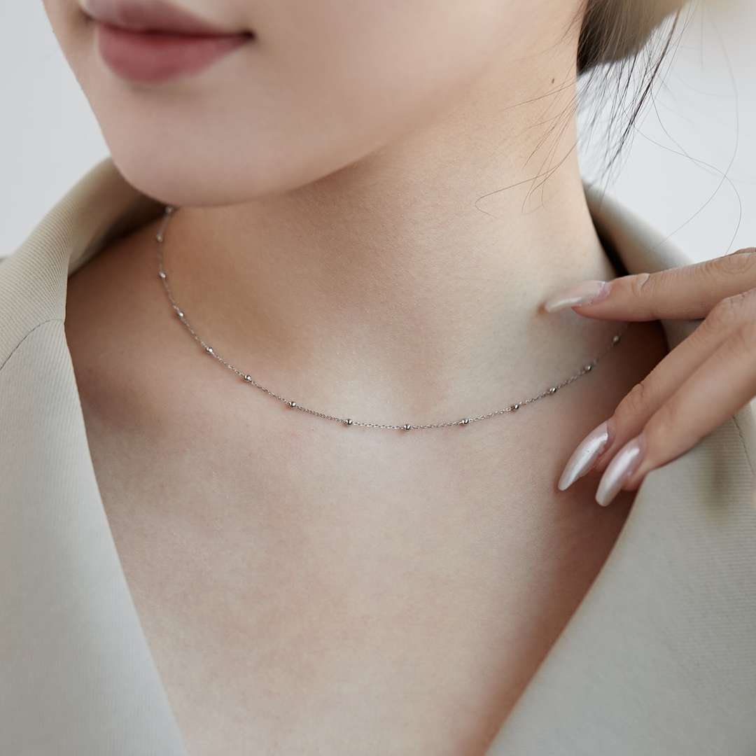 [Amore Jewelry]Small Bead Clavicle Chain Simple Necklace