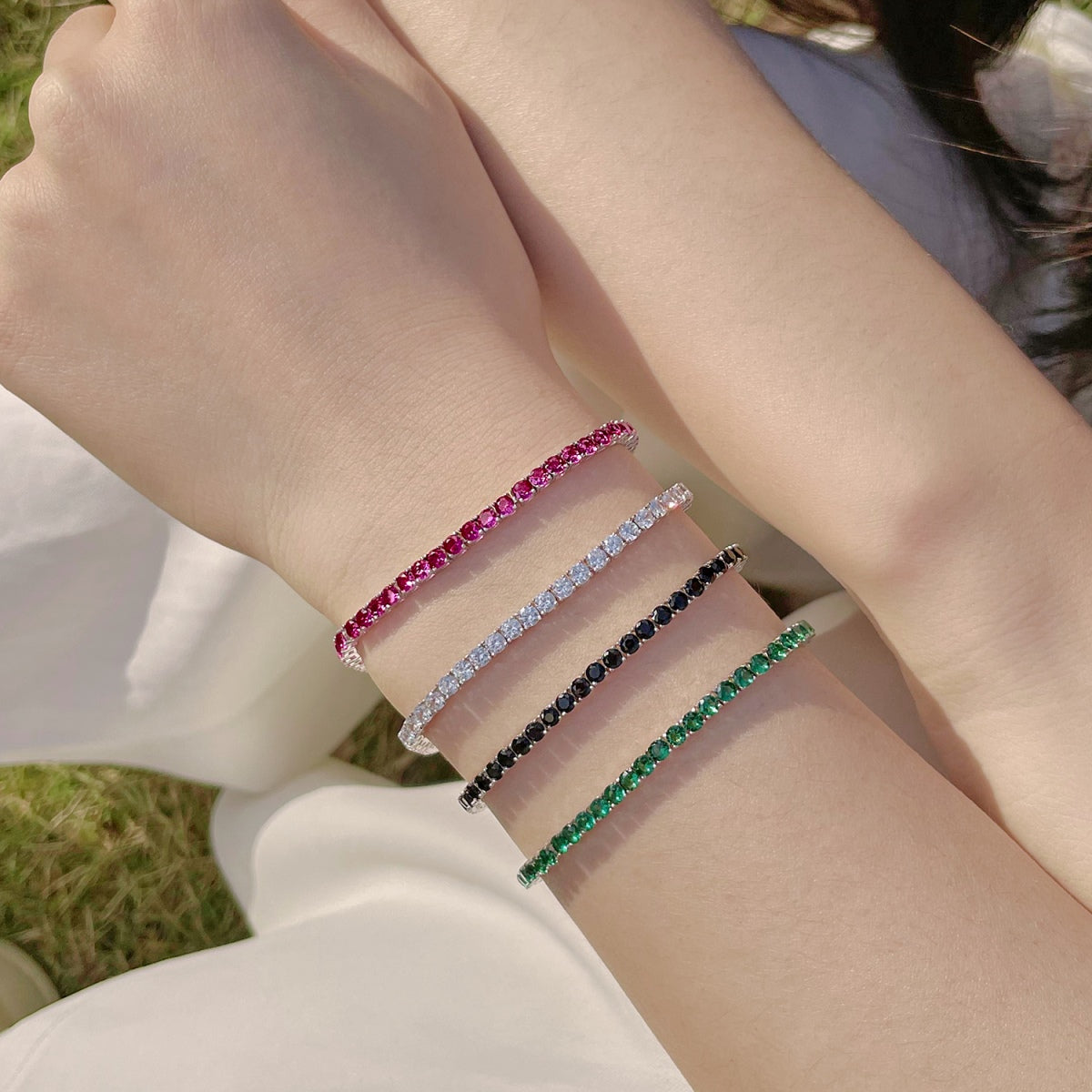[Amore Jewelry]Radiant Colorful Round Cut Party Bracelet