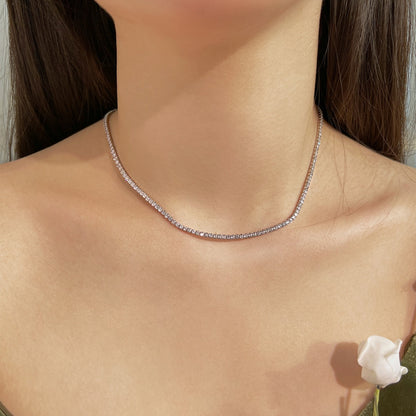 [Amore Jewelry]Delicate Round Shape Tennis Necklace
