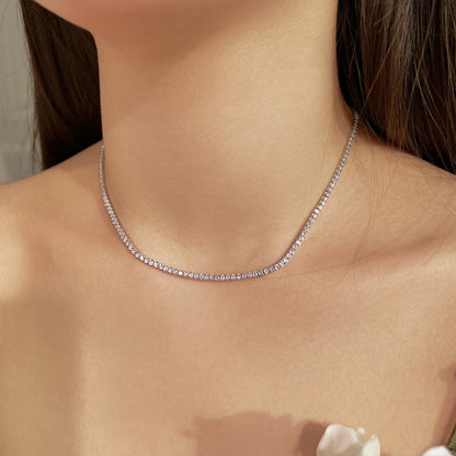 [Amore Jewelry]Delicate Round Shape Tennis Necklace