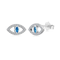 [Amore Jewelry]Blue Devil Eyes Hollow Stud Earrings