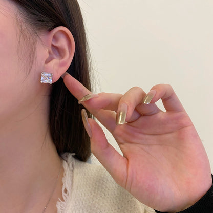 [Amore Jewelry]Delicate Square Shape Earrings