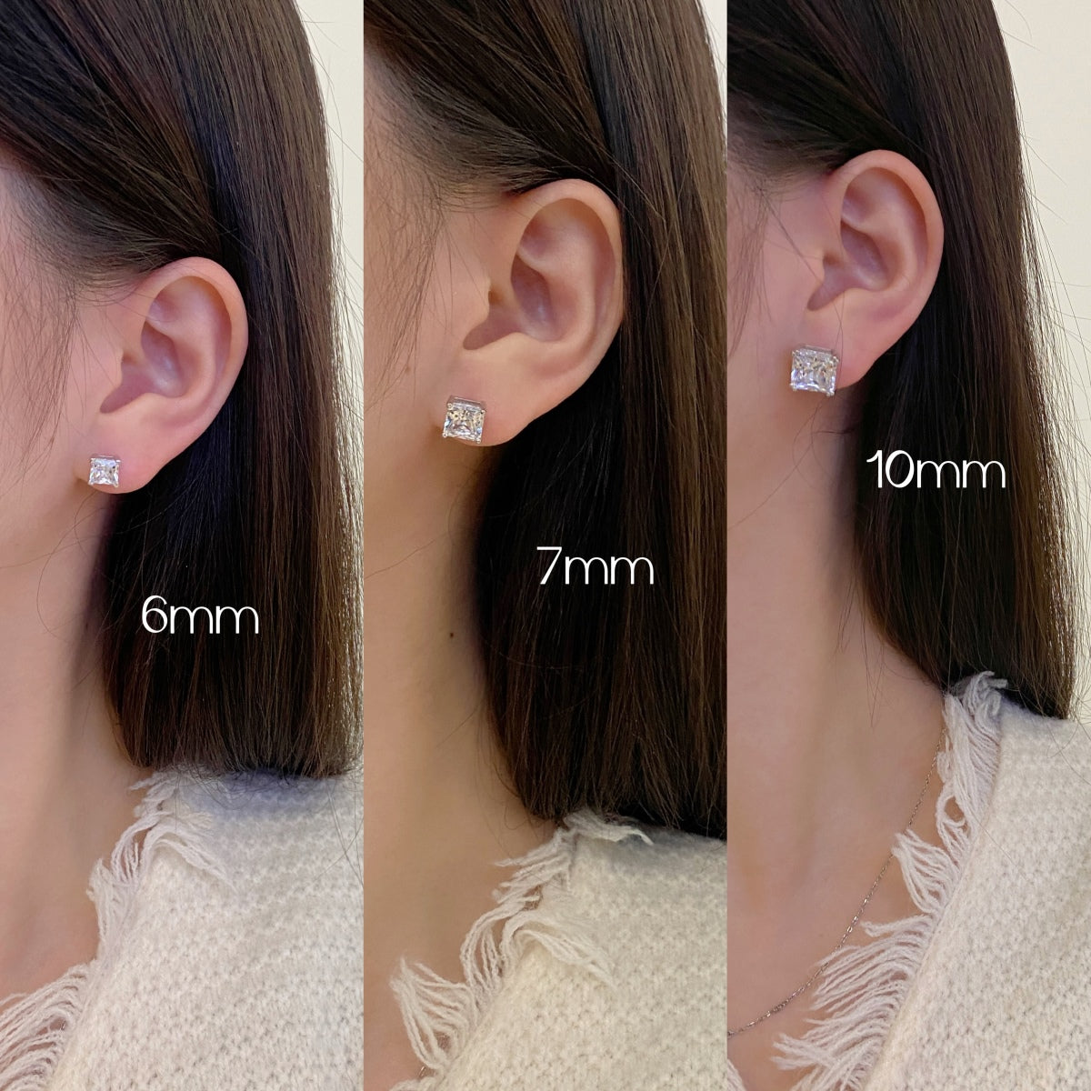 [Amore Jewelry]Delicate Square Shape Earrings