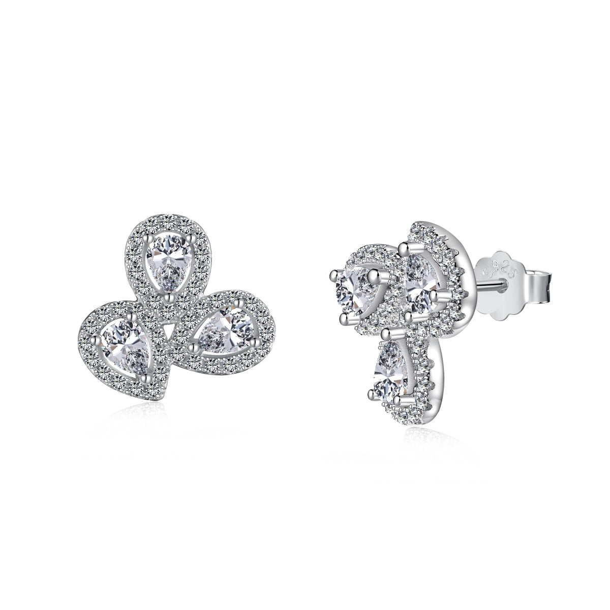 [Amore Jewelry]Ornate Flower Shape Pear Cut Lover Earrings