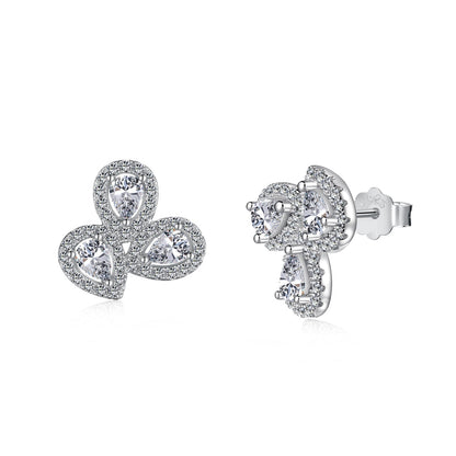[Amore Jewelry]Ornate Flower Shape Pear Cut Lover Earrings