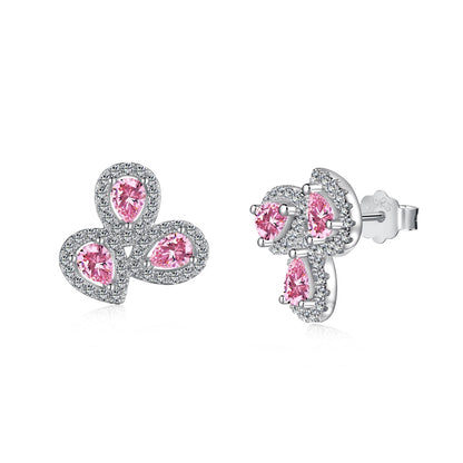 [Amore Jewelry]Ornate Flower Shape Pear Cut Lover Earrings