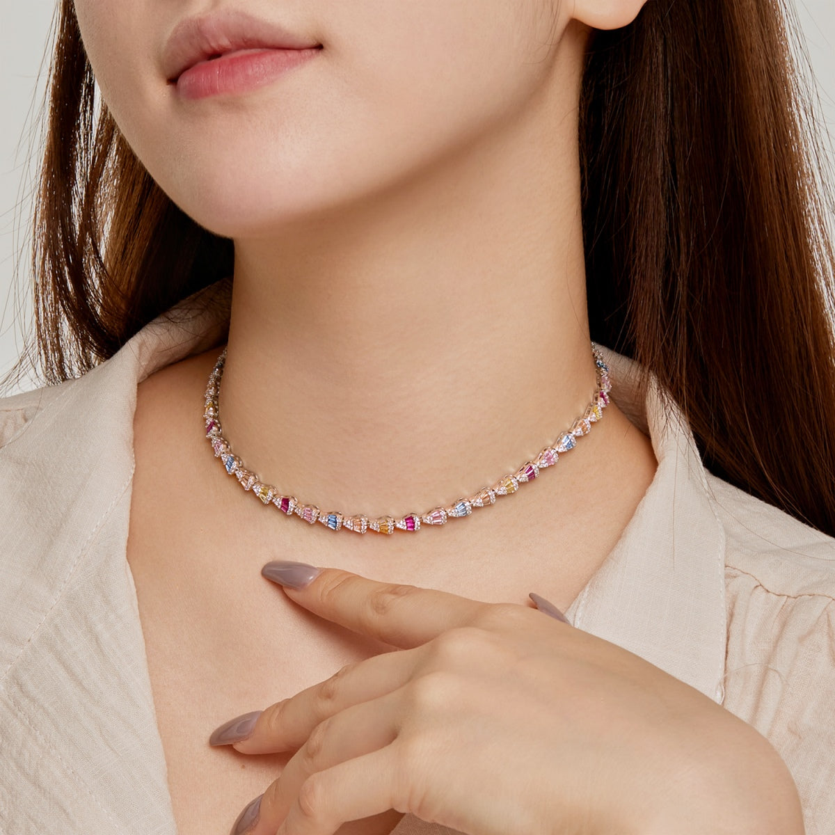 [Amore Jewelry]Radiant Colorful Rainbow Necklace