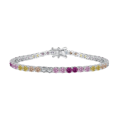 [Amore Jewelry]Radiant Colorful Round Cut Tennis Bracelet
