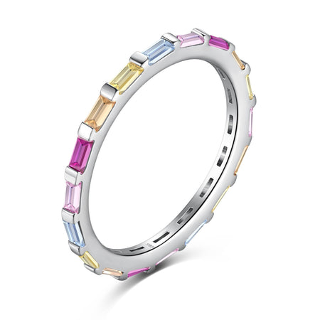 [Amore Jewelry]Exquisite Multicolored Emerald Cut Daily Ring