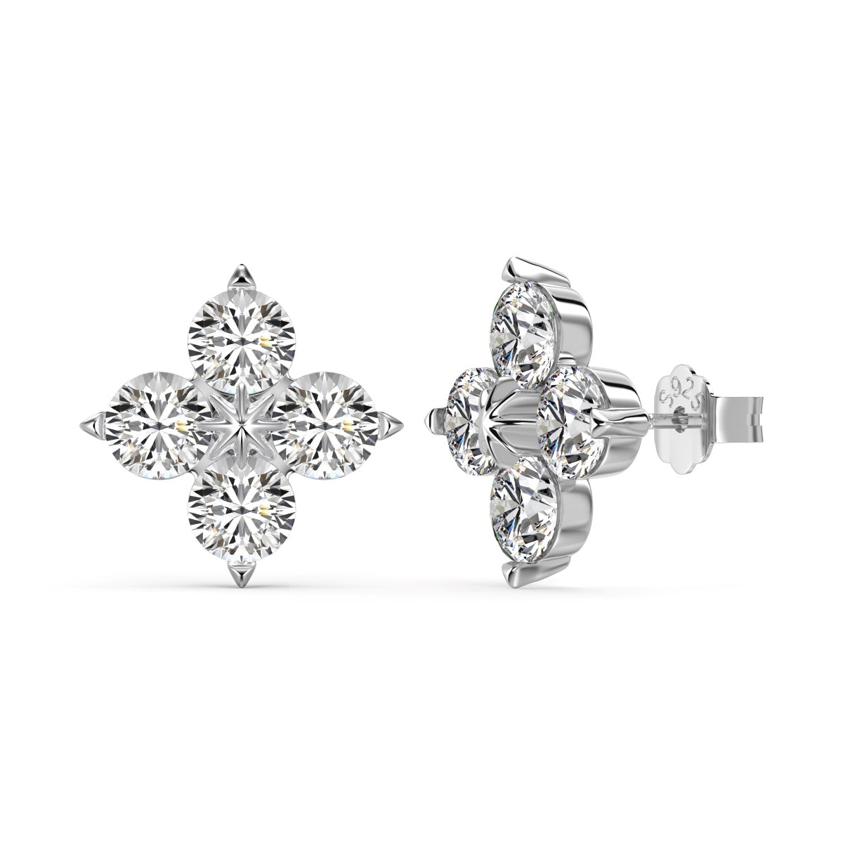 [Amore Jewelry]Four-Leaf Clover Eight-Pointed Star Earrings