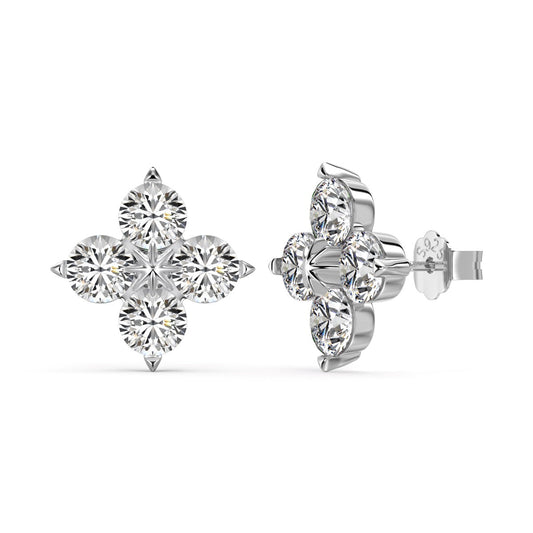 [Amore Jewelry]Four-Leaf Clover Eight-Pointed Star Earrings