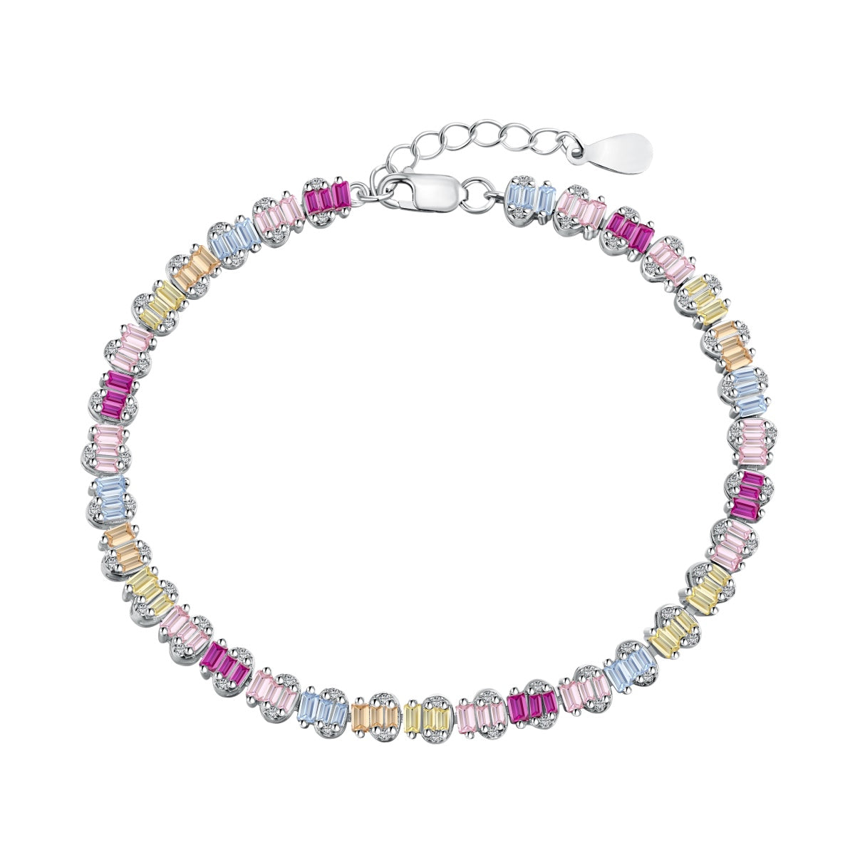 [Amore Jewelry]Delicate Colorful Emerald Cut Party Bracelet