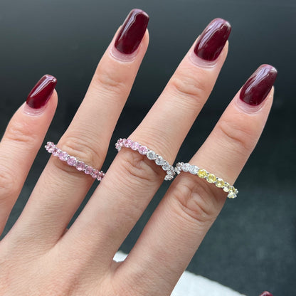 [Amore Jewelry]Sparkling Round Cut Tennis Ring