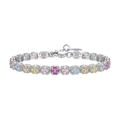 [Amore Jewelry]Delicate Colorful Emerald Cut Daily Bracelet
