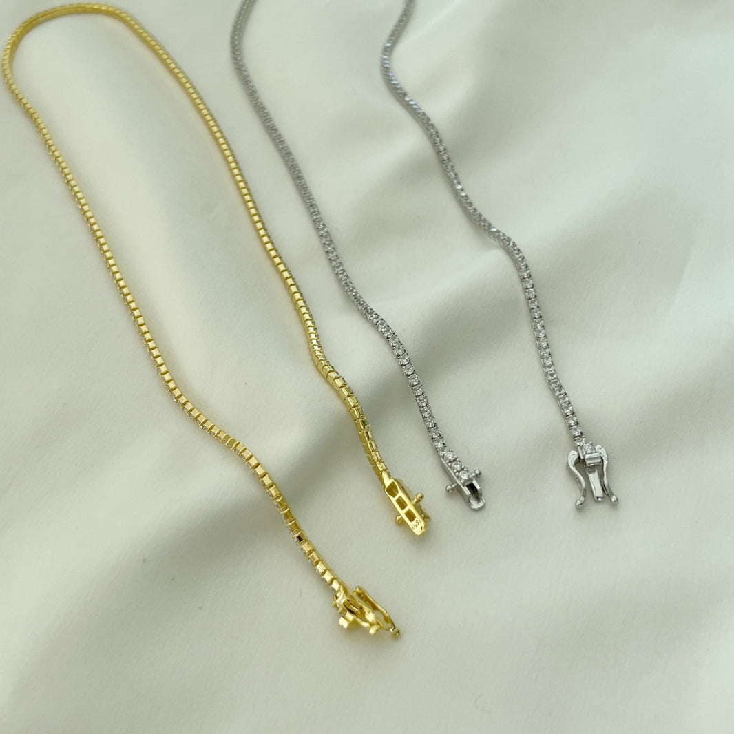 [Amore Jewelry]Delicate Round Shape Tennis Necklace