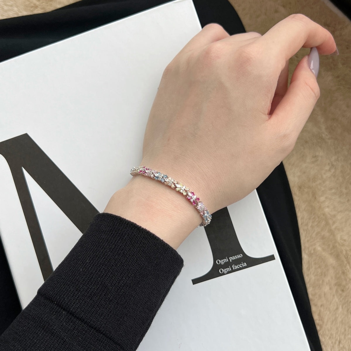 [Amore Jewelry]Radiant Colorful Emerald Cut Party Bracelet