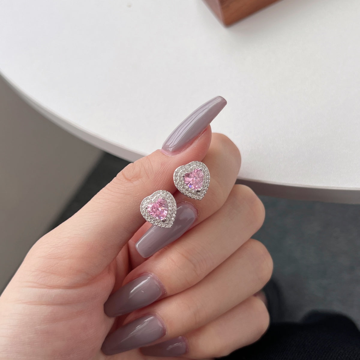 [Amore Jewelry]Dazzling Heart Shape Lover Earrings