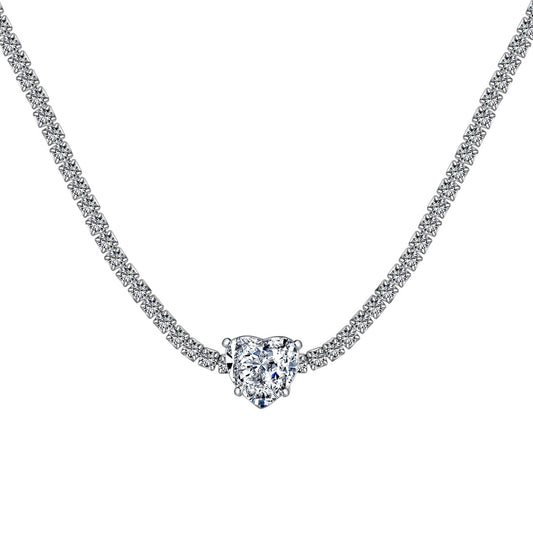 [Amore Jewelry]2.0 Carat Sparkling Tennis Heart Cut Necklace