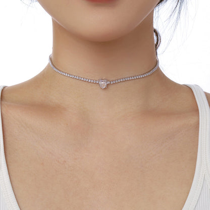 [Amore Jewelry]2.0 Carat Sparkling Tennis Heart Cut Necklace