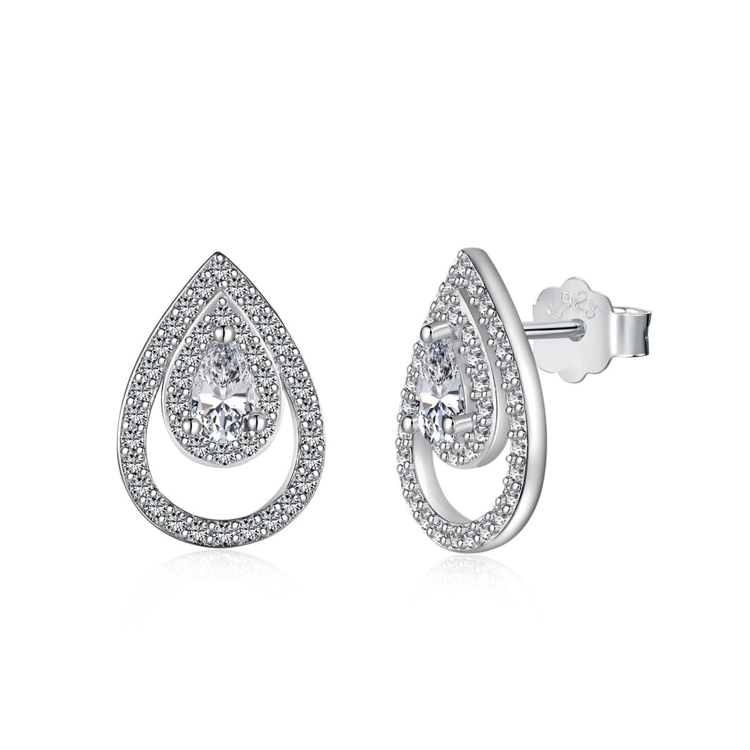 [Amore Jewelry]Sparkling Delicate Water Drop Shape Daily Earrings