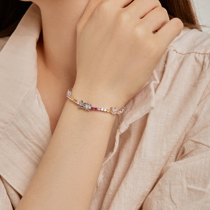 [Amore Jewelry]Ornate Colorful Butterfly Shape Round Cut Daily Bracelet