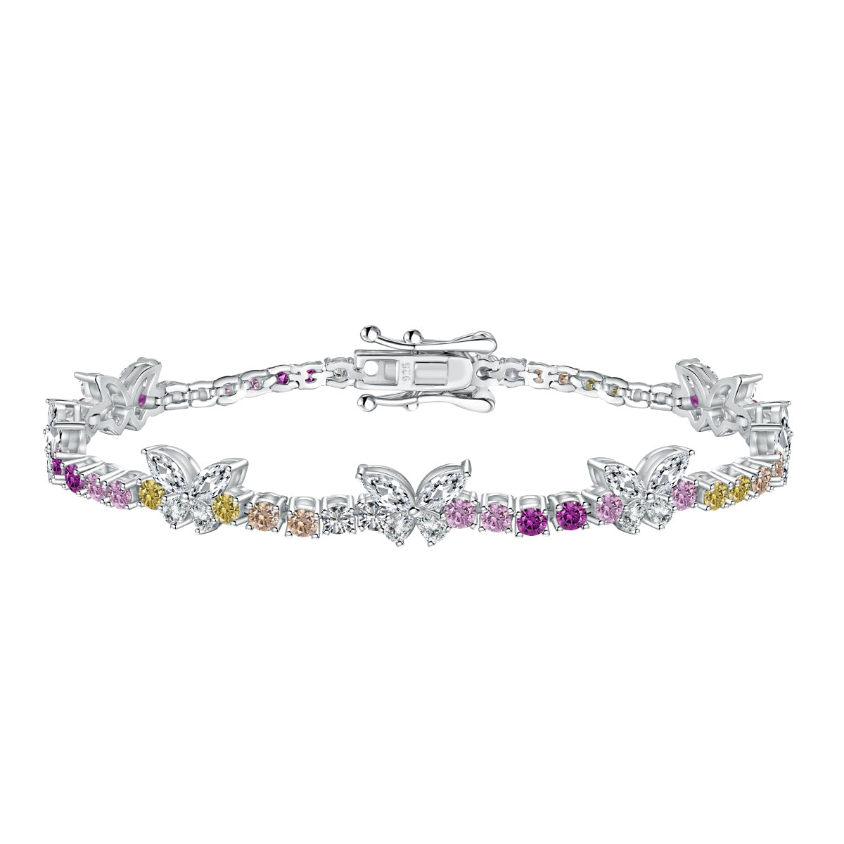 [Amore Jewelry]Ornate Colorful Butterfly Shape Round Cut Daily Bracelet