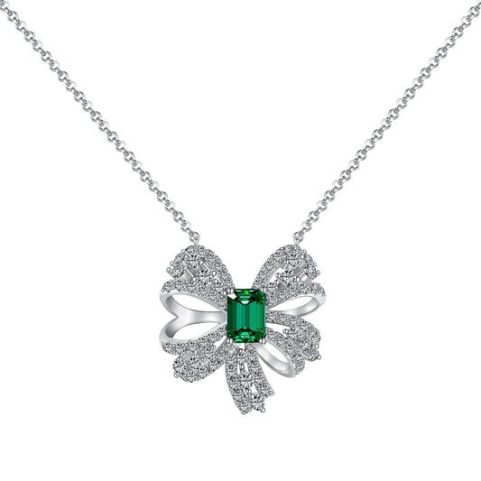 [Amore Jewelry]Luxurious Flower Shape Emerald Cut Necklace