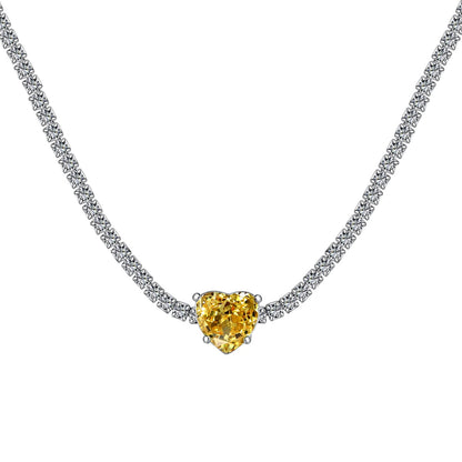 [Amore Jewelry]2.0 Carat Sparkling Tennis Heart Cut Necklace