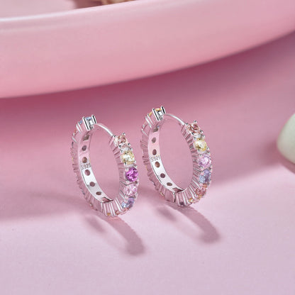[Amore Jewelry]Radiant Colorful Round Cut Earrings