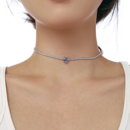 [Amore Jewelry]2.0 Carat Sparkling Tennis Heart Cut Necklace