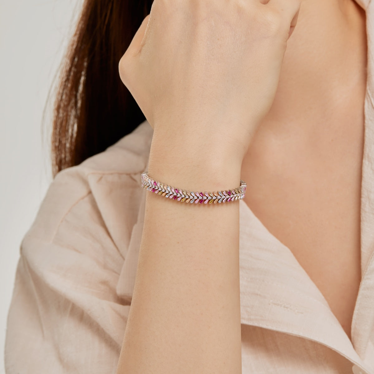 [Amore Jewelry]Dainty Radiant Emerald Cut Daily Bracelet