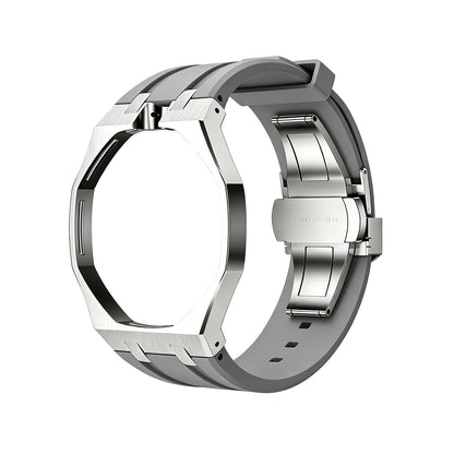 Oak Pop Gray Steel Silicone Strap