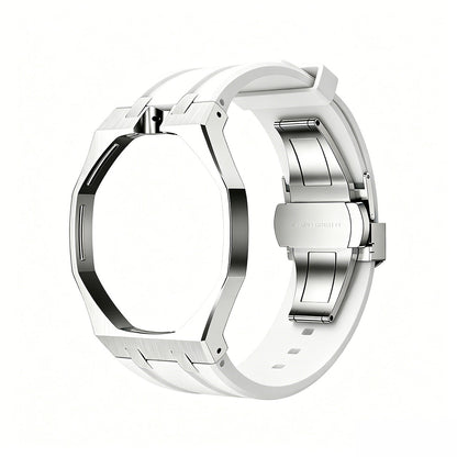 Oak Pop White Steel Silicone Strap