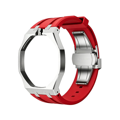 Oak Pop Red Steel Silicone Strap