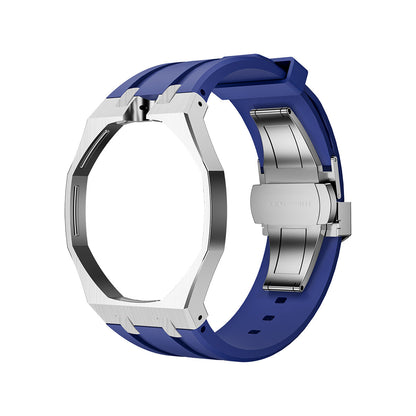 Oak Pop Dark Blue Steel Silicone Strap