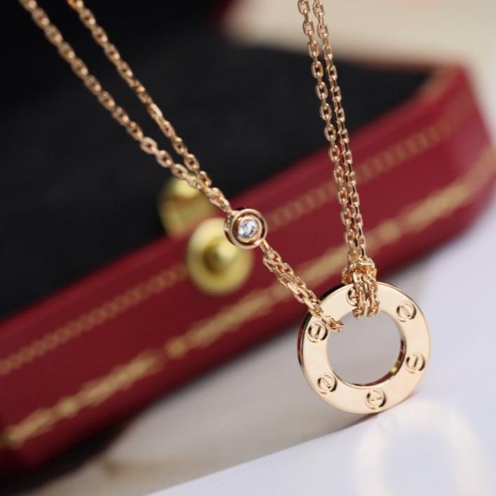 [Amore Jewelry]LOVE NECKLACE ADJUSTABLE ROSE GOLD 2 DIAMOND