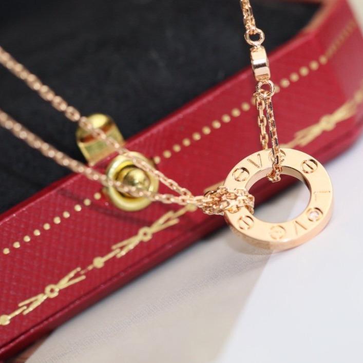 [Amore Jewelry]LOVE NECKLACE ADJUSTABLE ROSE GOLD 2 DIAMOND