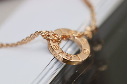 [Amore Jewelry]LOVE NECKLACE ADJUSTABLE ROSE GOLD 2 DIAMOND